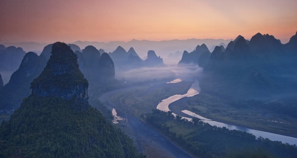 Misty Karst River Dawn by Yan Zhang — canvas wall art