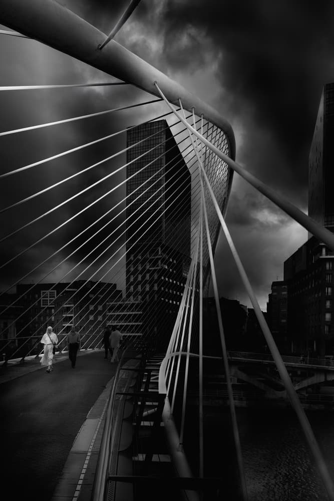 Dramatic City Bridge by Olavo Azevedo — canvas wall art