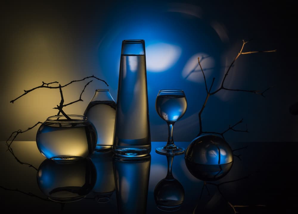 Elegant Glass Still Life by Evgeniy Popov — canvas wall art