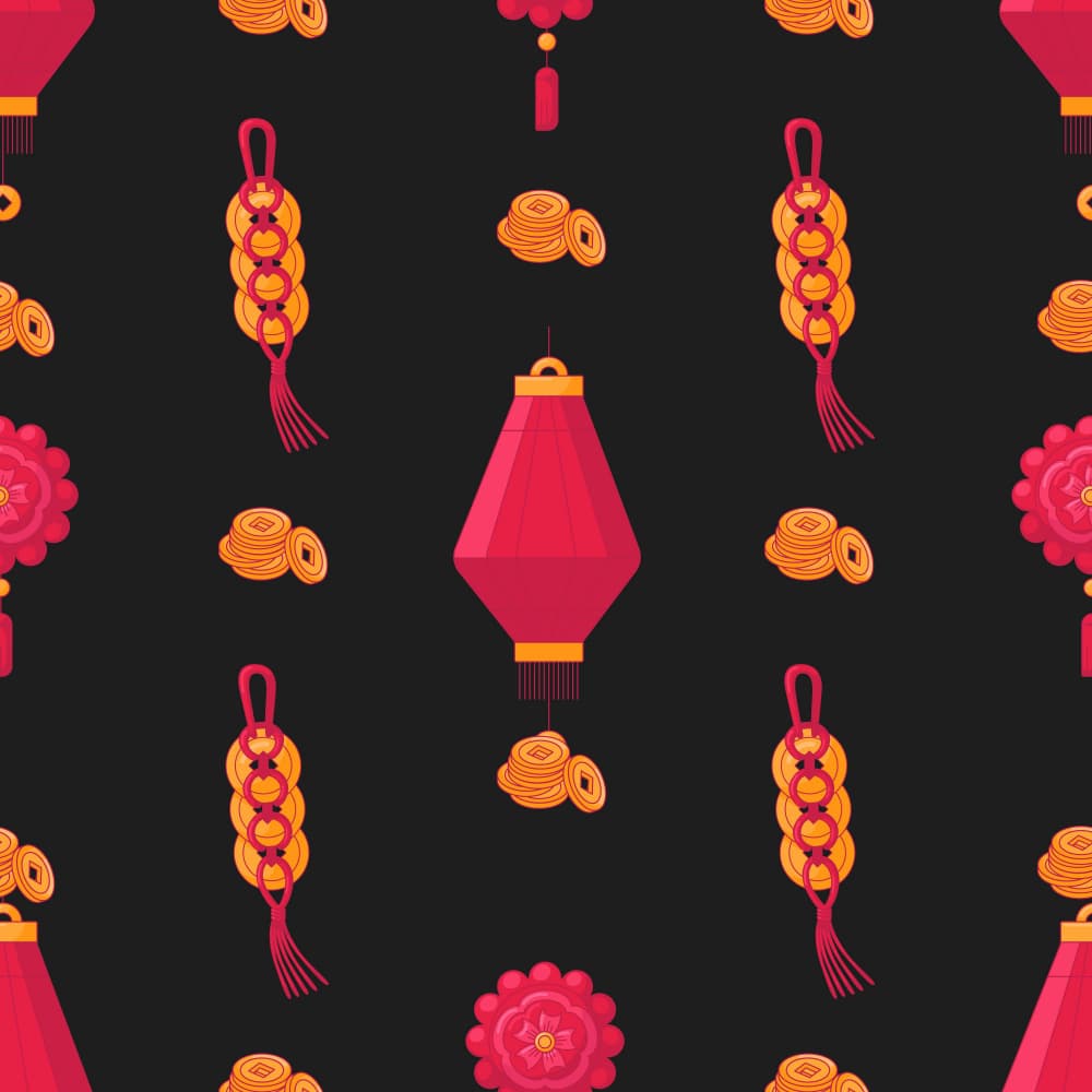 Lucky Lanterns Pattern by Marika Barsrsind β canvas wall art