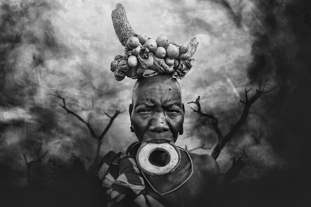 African Lip Plate Woman by Svetlin Yosifov — canvas wall art