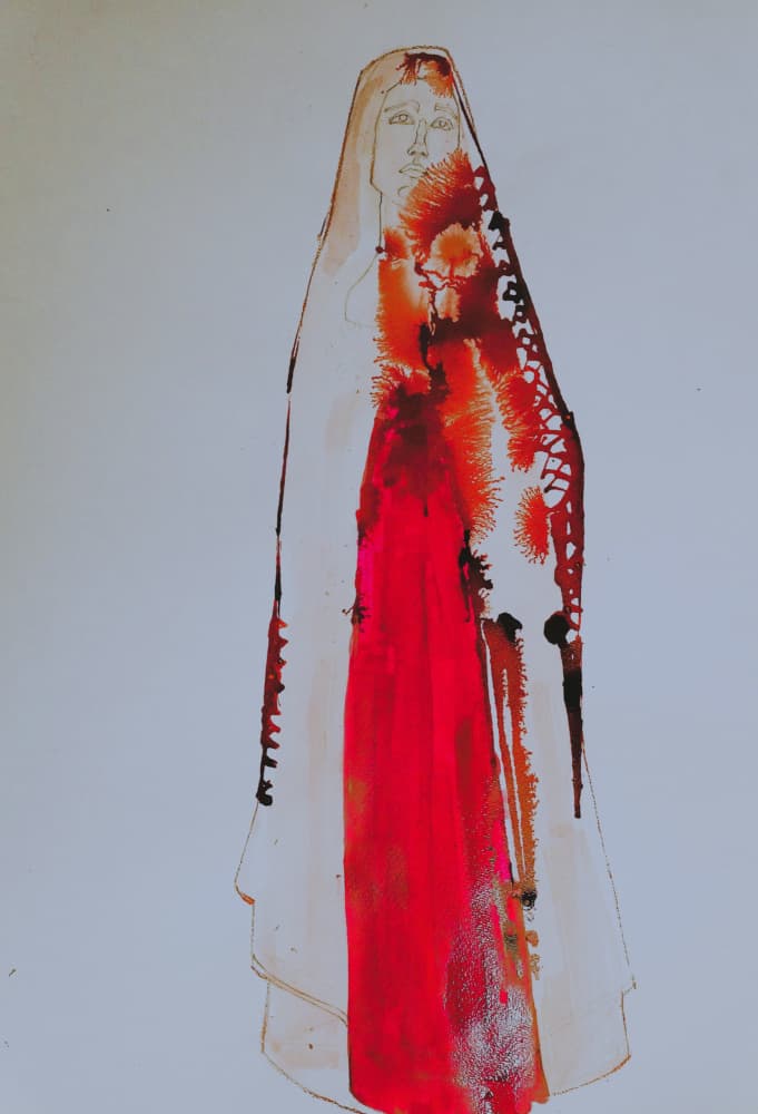 Bright Red Madonna by Doris Schmitz — canvas wall art