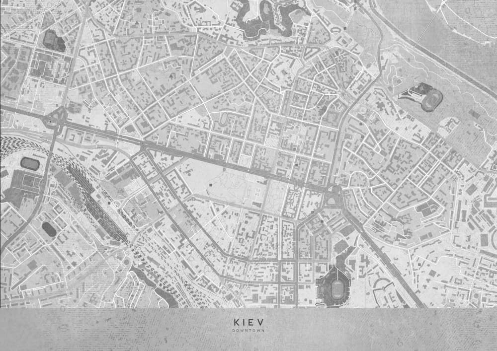 Stylized Kiev City Map by Rosana Laiz Blursbyai — canvas wall art