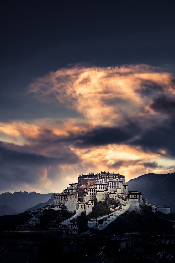 Dramatic Potala Palace Sunset by qiye — canvas wall art