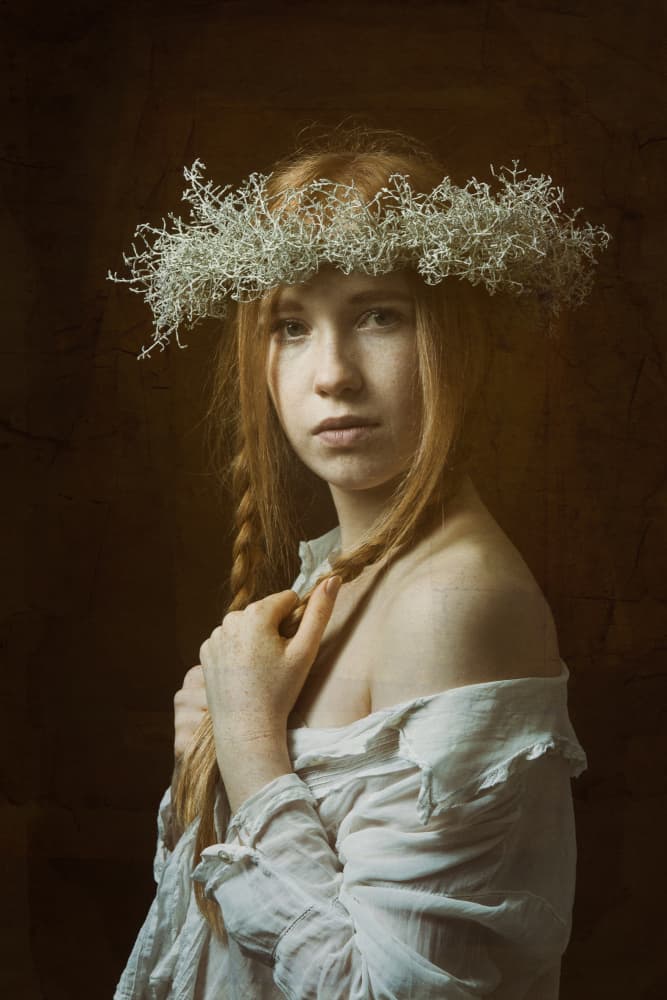 Ethereal Moss Crown Portrait by Ruth Franke — canvas wall art