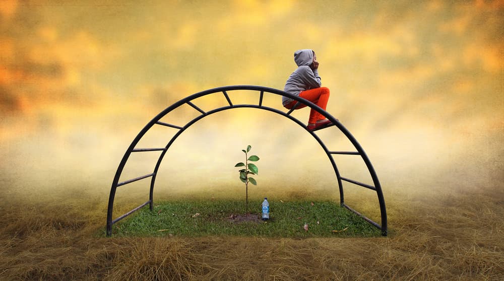 Hopeful Child Golden Sky by Hari Sulistiawan — canvas wall art