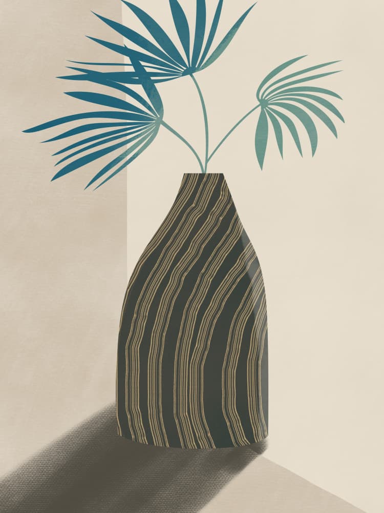 Elegant Striped Vase by Little Dean — canvas wall art