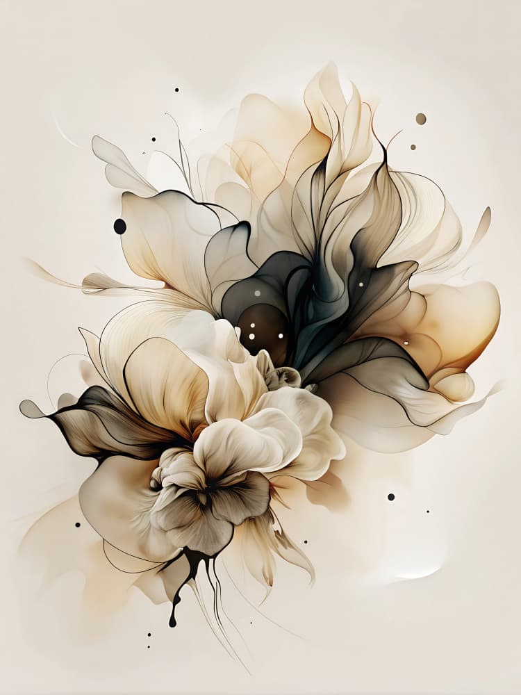 Elegant Fluid Florals by Miguel Bruzual — canvas wall art