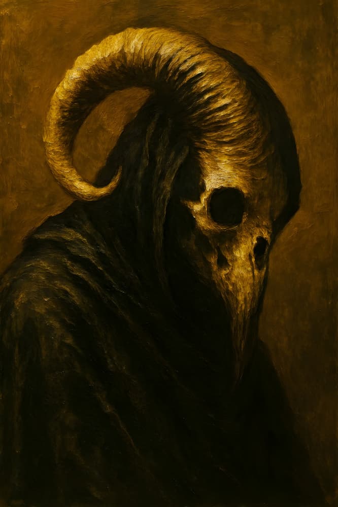 Dark Horned Skull by HUGO — canvas wall art