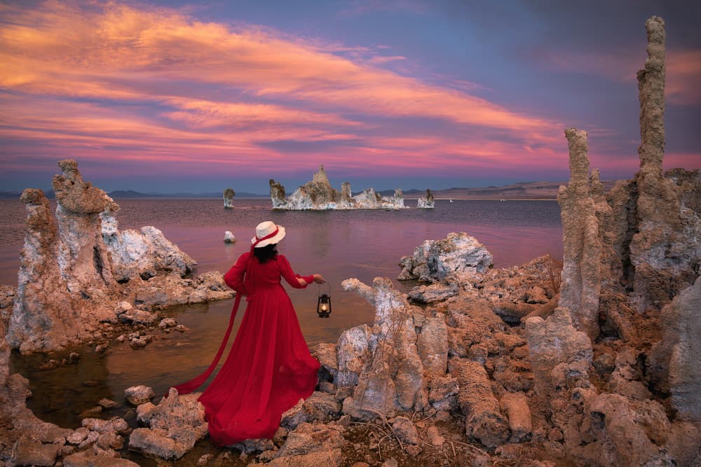 Red Dress Twilight Journey by Mei Xu — canvas wall art