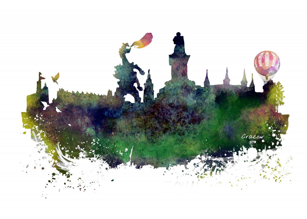 Krakow Dragon Watercolor by Justyna Jaszke — canvas wall art