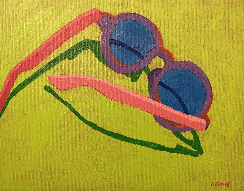 Sunglasses on Yellow Green by Sue Graef — canvas wall art