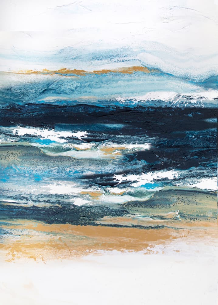 Coastal Gold Serenity by Alyson Storms — canvas wall art