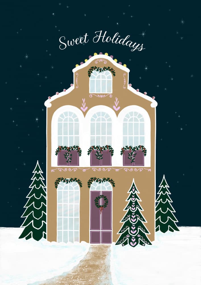 Sweet Holiday House by Rosana Laiz Blursbyai — canvas wall art