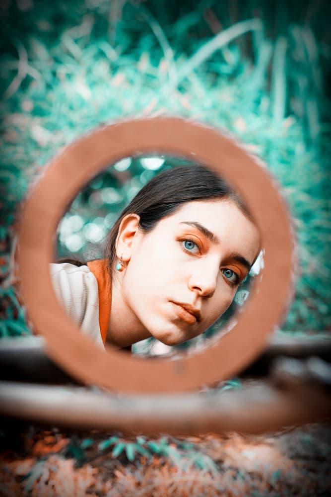 Young Woman Framed Gaze by Amir Heydari — canvas wall art