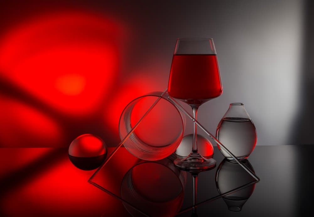 Crimson Glass Reflections by Evgeniy Popov — canvas wall art