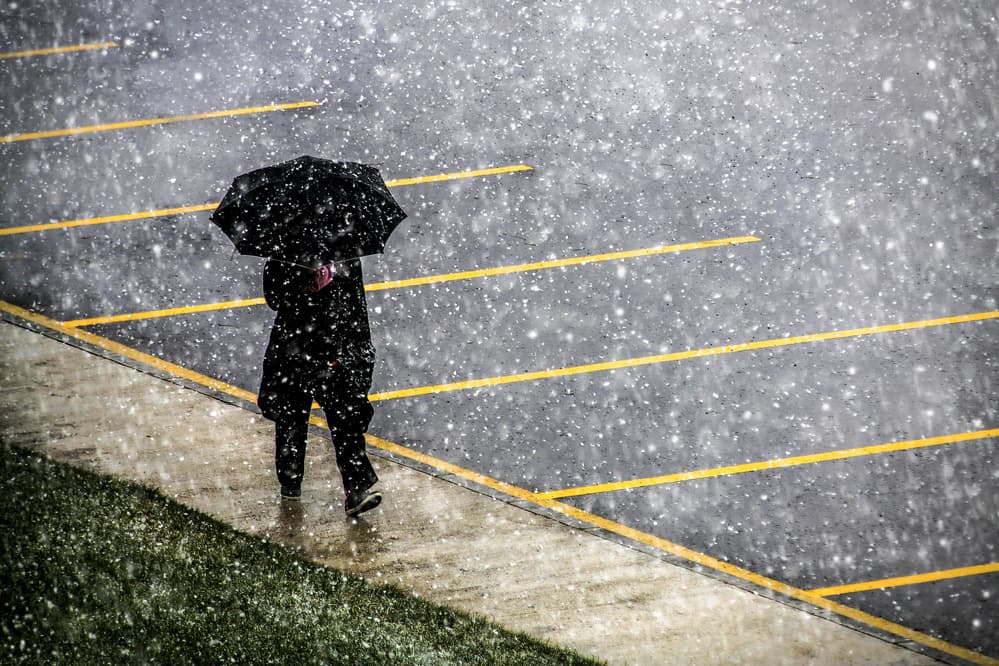 Umbrella in Snow by Ummu Nisan Kandilcioglu — canvas wall art