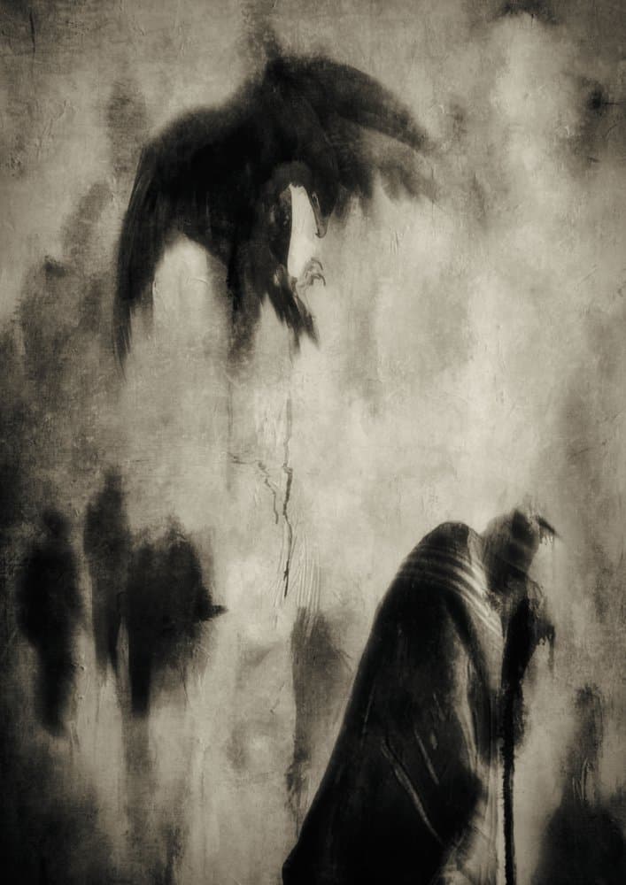 Dark Figure and Raven by Charlaine Gerber — canvas wall art
