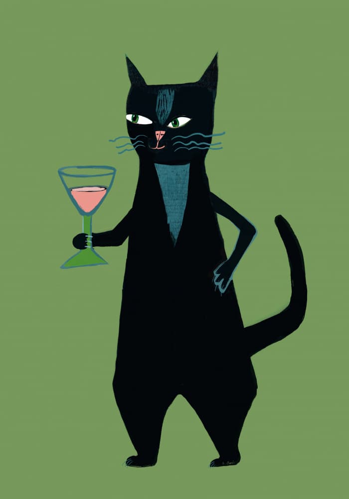 Sassy Black Cat Cocktail by Sharyn Bursic — canvas wall art