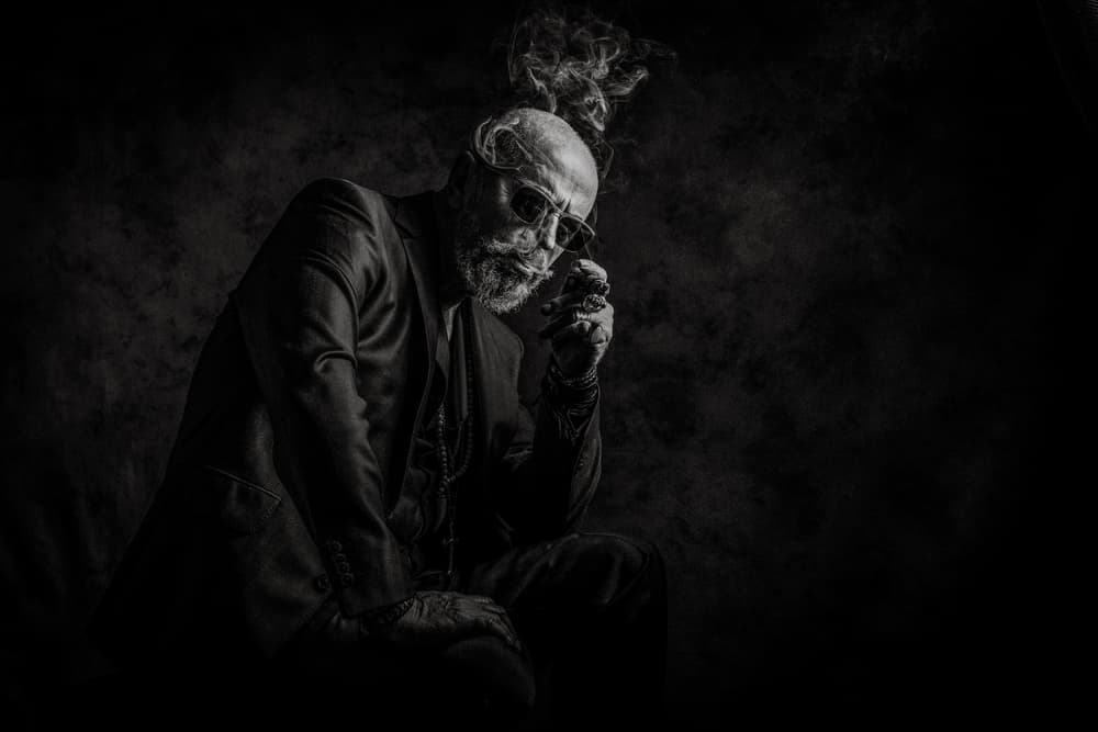 Enigmatic Man in Smoke by gNo — canvas wall art