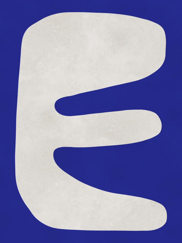 Abstract Blue Letter E by Vitor Costa — canvas wall art