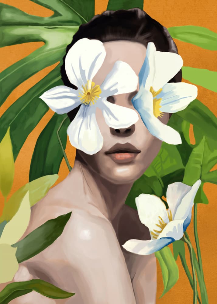 Tropical Flower Portrait by Nadjaa — canvas wall art