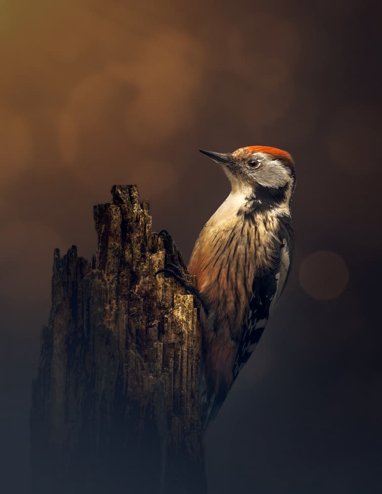 Woodpecker Warm Glow by Gert J ter Horst — canvas wall art