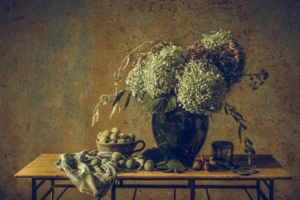 Moody Rustic Still Life by Monique van Velzen — canvas wall art