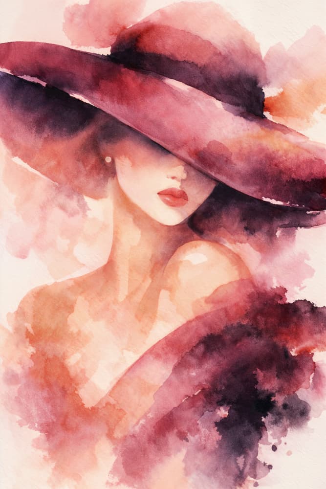 Elegant Woman In Hat by Natalie Bruns — canvas wall art