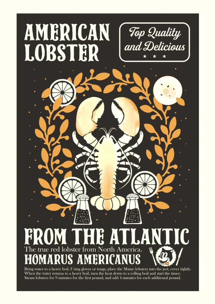 American Lobster Vintage by Dion Gem — canvas wall art
