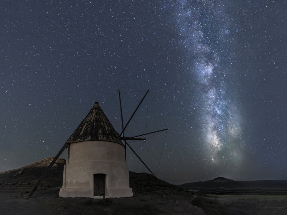 Milky Way Windmill Night by Manuel Jose Guillen Abad — canvas wall art