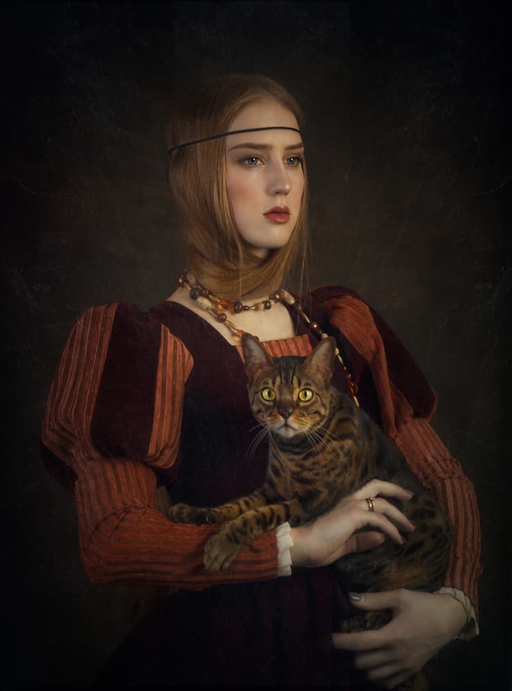 Renaissance Woman and Cat by Svetlana Melik-Nubarova — canvas wall art