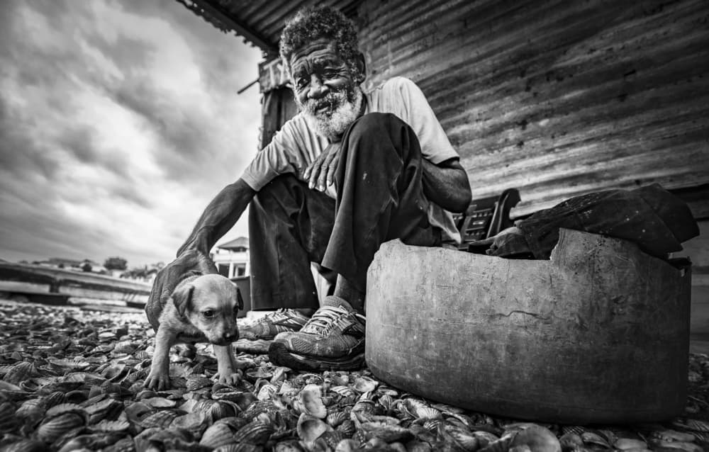 Man and Puppy Bond by João Coelho — canvas wall art