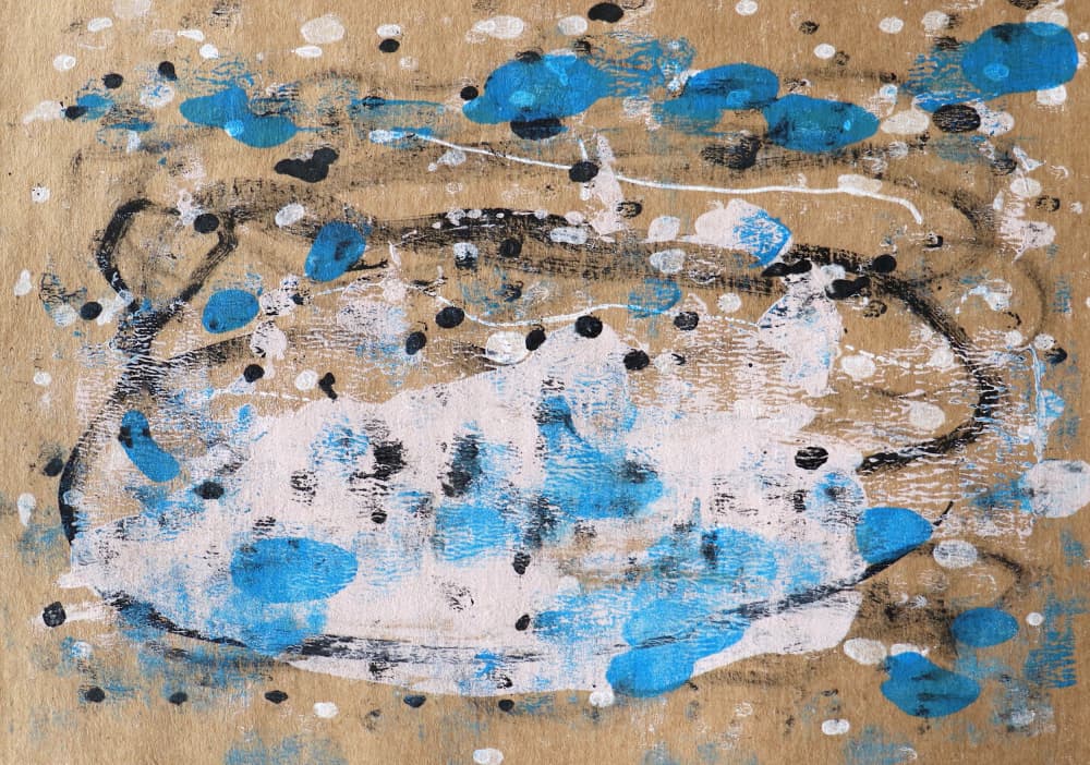 Blue White Abstract Splatters by Santhosh ch — canvas wall art