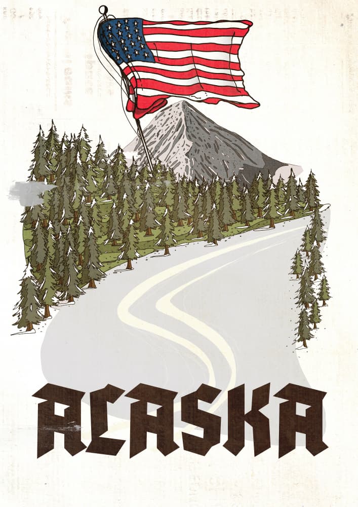 Alaskan Mountain Road Flag by Nicholas — canvas wall art