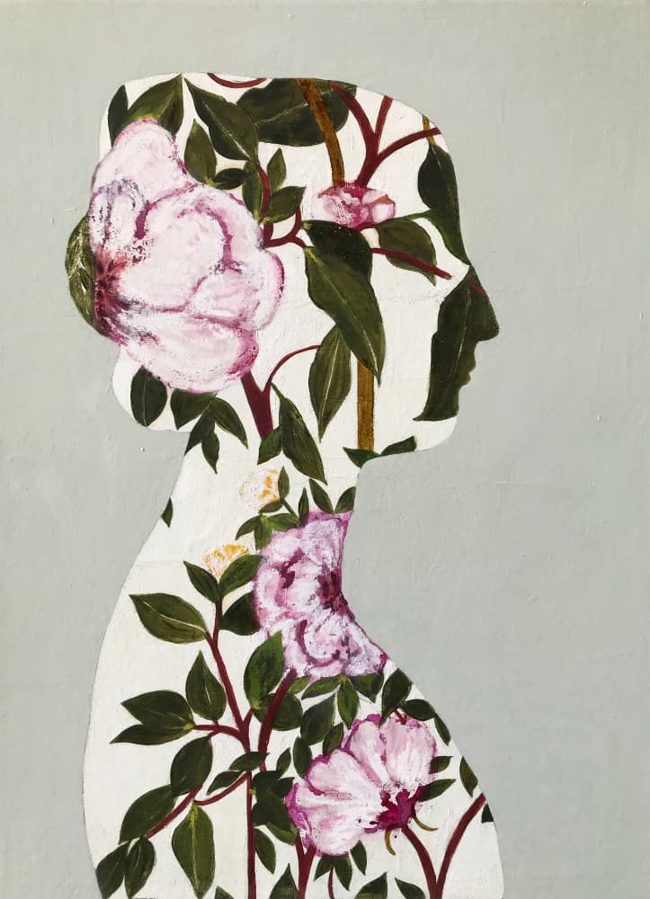 Floral Woman Silhouette by Karenina Fabrizzi — canvas wall art