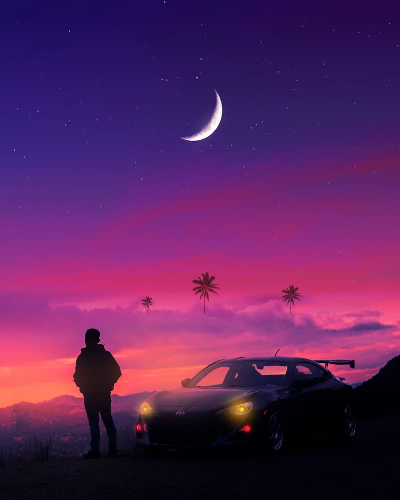 Twilight Moon Drive by Ritvik takkar — canvas wall art