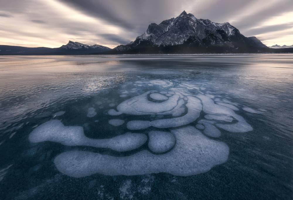 Winter Lake Ice Bubbles by Joanna W — canvas wall art