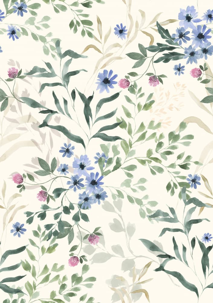 Blue Watercolor Botanicals by Linda Sitniece — canvas wall art