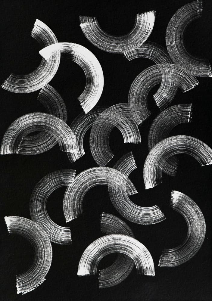 Dynamic White Arcs by Santhosh ch — canvas wall art