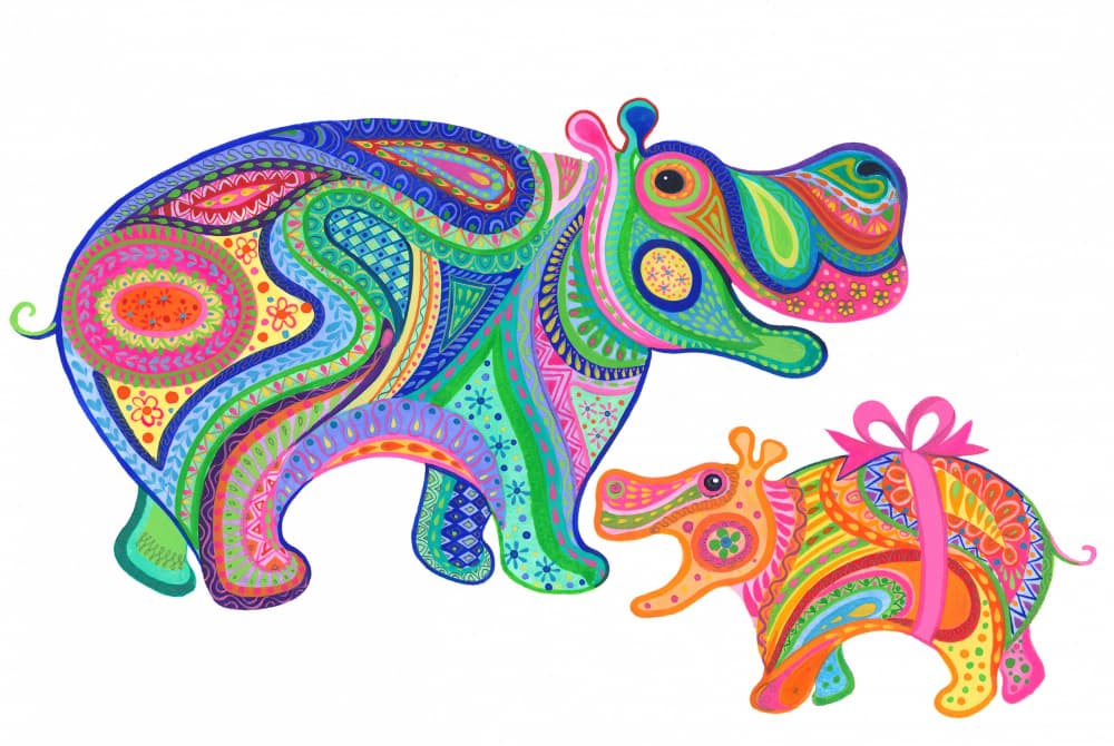 Colorful Hippo Joy by Isabelle Brent — canvas wall art