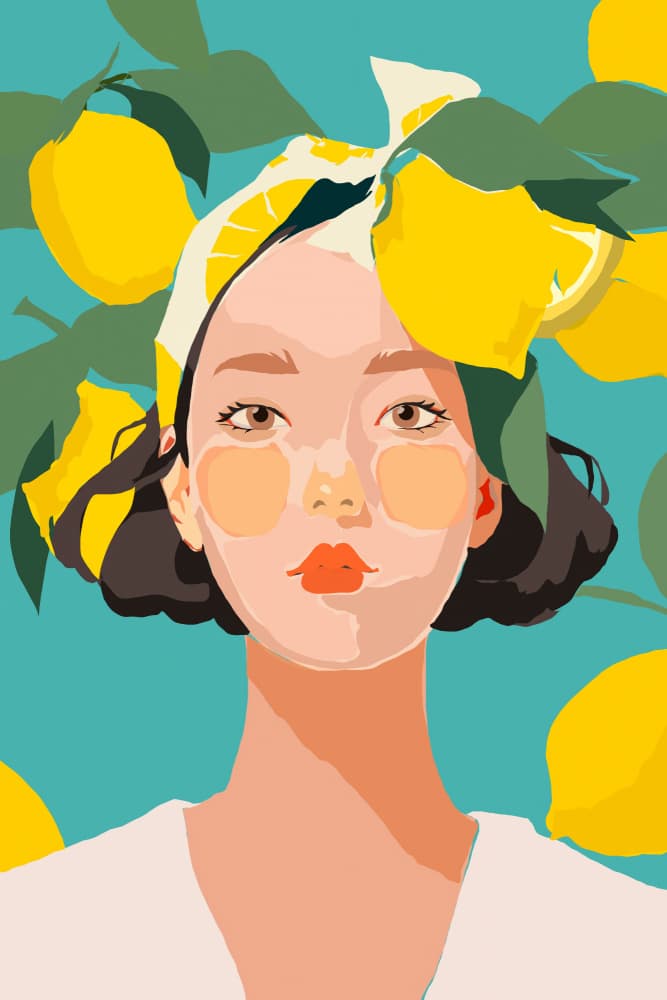 Vibrant Lemon Girl by Treechild — canvas wall art