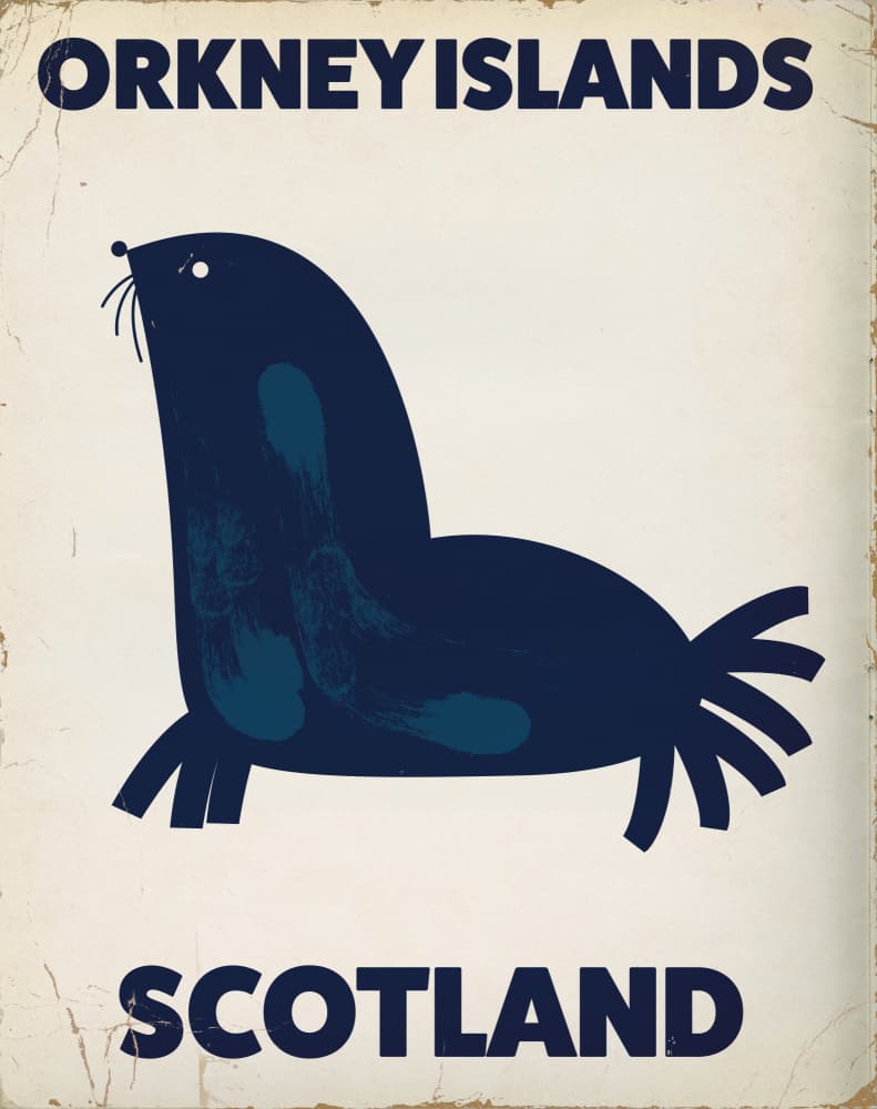 Vintage Orkney Islands Seal by Nicholas — canvas wall art