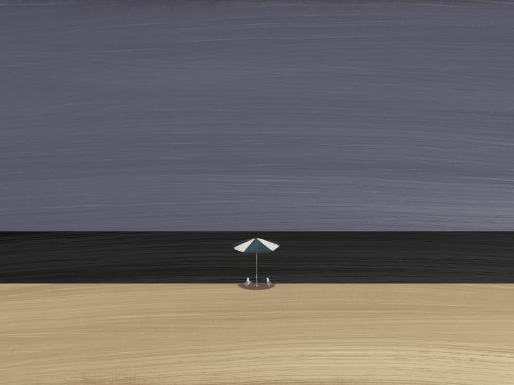 Solitary Beach Umbrella by Little Dean — canvas wall art