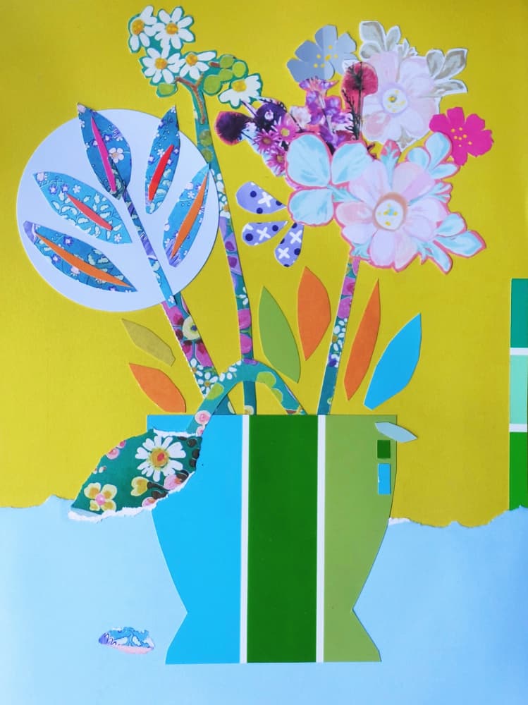 Colorful Collage Flowers by Annick — canvas wall art