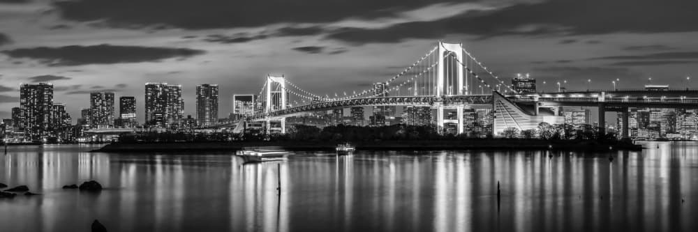 Tokyo Bridge Night Glow by Melanie Viola — canvas wall art