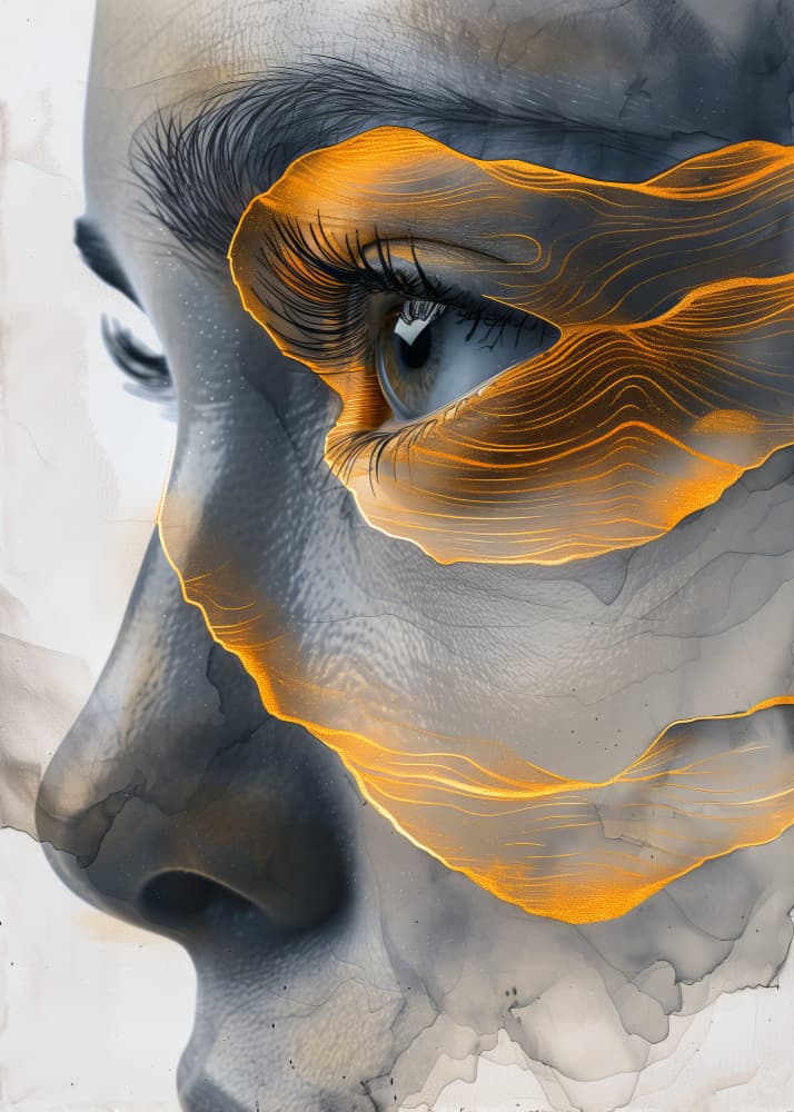 Orange Emotive Profile by Justyna Jaszke — canvas wall art