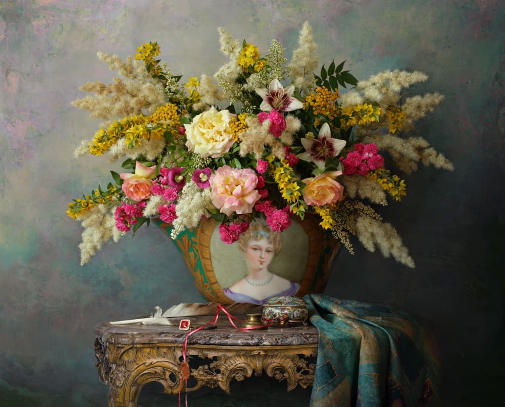 Opulent Floral Still Life by Andrey Morozov — canvas wall art