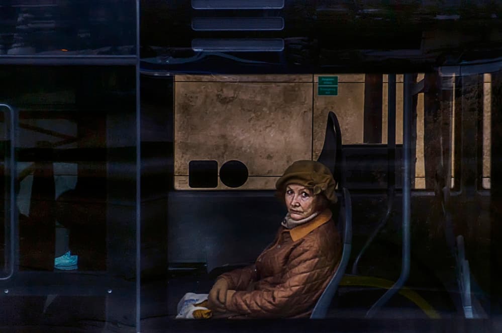 Reflective Bus Rider by Desislava Ignatova — canvas wall art