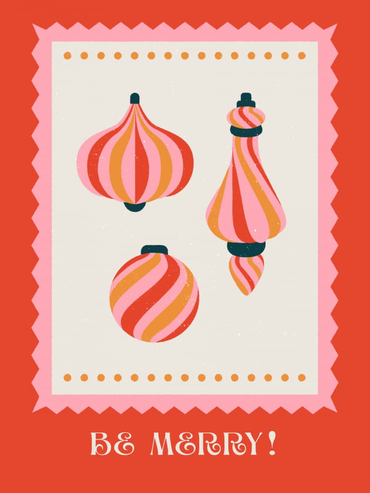 Be Merry Ornaments by Ohkimiko — canvas wall art